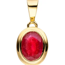 Anhänger 8,7x10,8mm mit Rubin rot oval 585 Gold Gelbgold Rubinanhänger