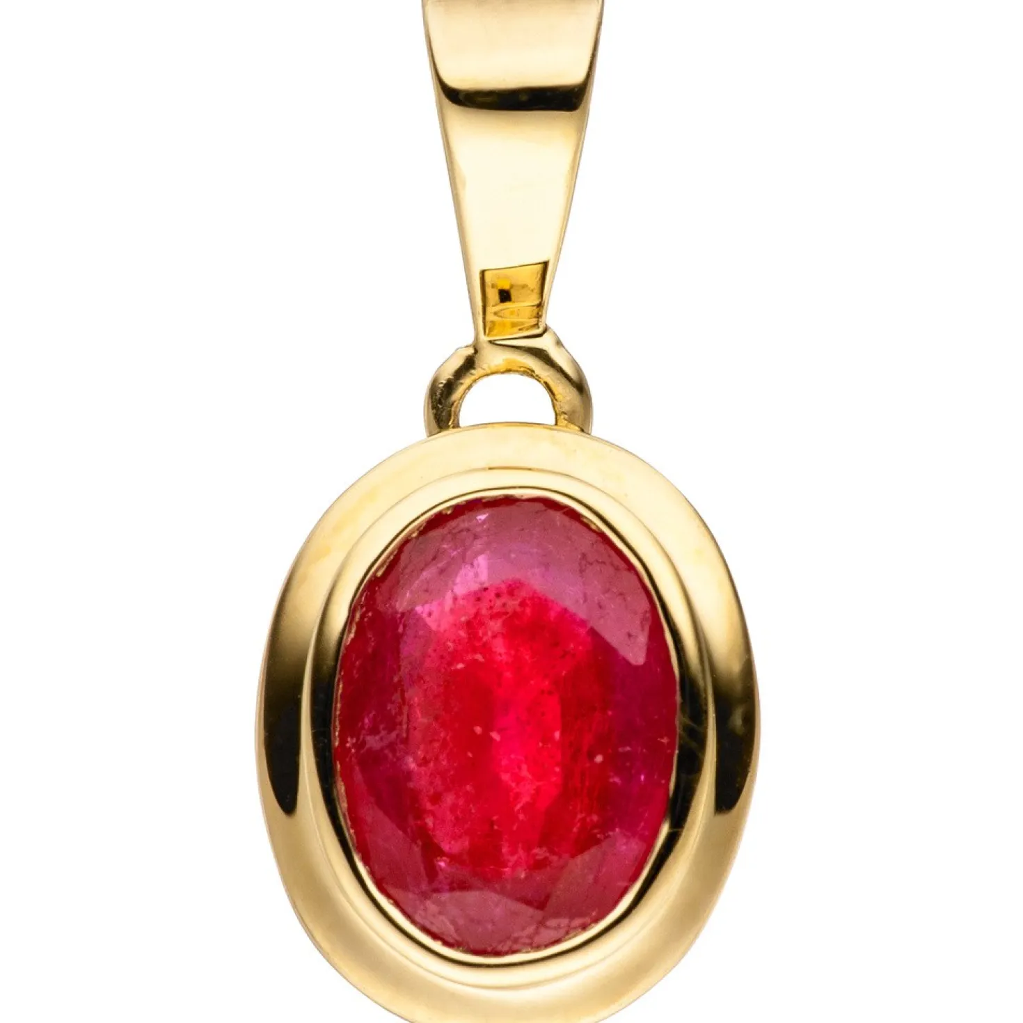 Anhänger 8,7x10,8mm mit Rubin rot oval 585 Gold Gelbgold Rubinanhänger