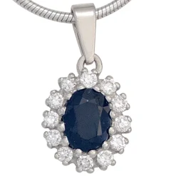 Anhänger 11,2x15,1mm mit Saphir blau & Zirkonia rundum weiß 925 Silber oval