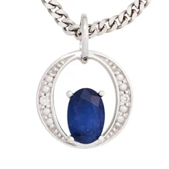 Anhänger 10,4x14,5mm mit Saphir & 2 Brillanten 0.01Ct 585 Gold Weißgold