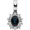 Anhänger 8,6x10,3mm mit Saphir & Diamanten 0.2Ct 585 Gold Weißgold