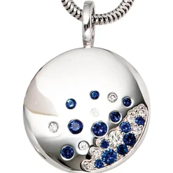 Anhänger 18,3x25,1mm mit 13 Saphiren & 10 Diamanten 0.1Ct W/SI 585 Gold Weißgold