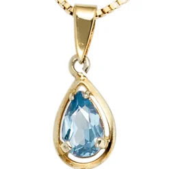Anhänger 7,6x14mm mit Spinell hellblau Tropfen 333 Gold Gelbgold Halsschmuck