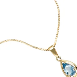 Anhänger 7,6x14mm mit Spinell hellblau Tropfen 333 Gold Gelbgold Halsschmuck