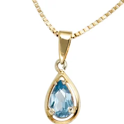 Anhänger 7,6x14mm mit Spinell hellblau Tropfen 333 Gold Gelbgold Halsschmuck