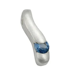 Anhänger 19x5mm mit synth Spinell blau matt 925 Silber Silberanhänger Damen