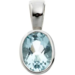 Anhänger 7,1x15,6mm mit Topas Blautopas 925 Silber oval Halsschmuck