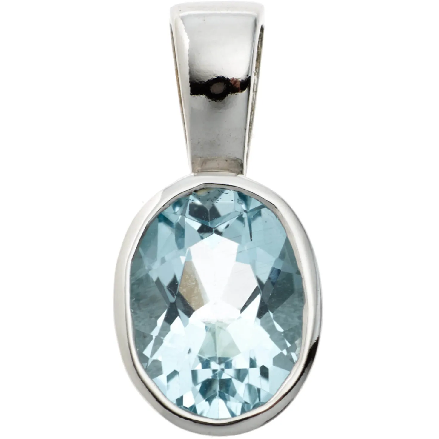 Anhänger 7,1x15,6mm mit Topas Blautopas 925 Silber oval Halsschmuck