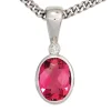 Anhänger 7,1x18mm mit Turmalin & Diamant 0.01Ct Brillant 585 Gold Weißgold