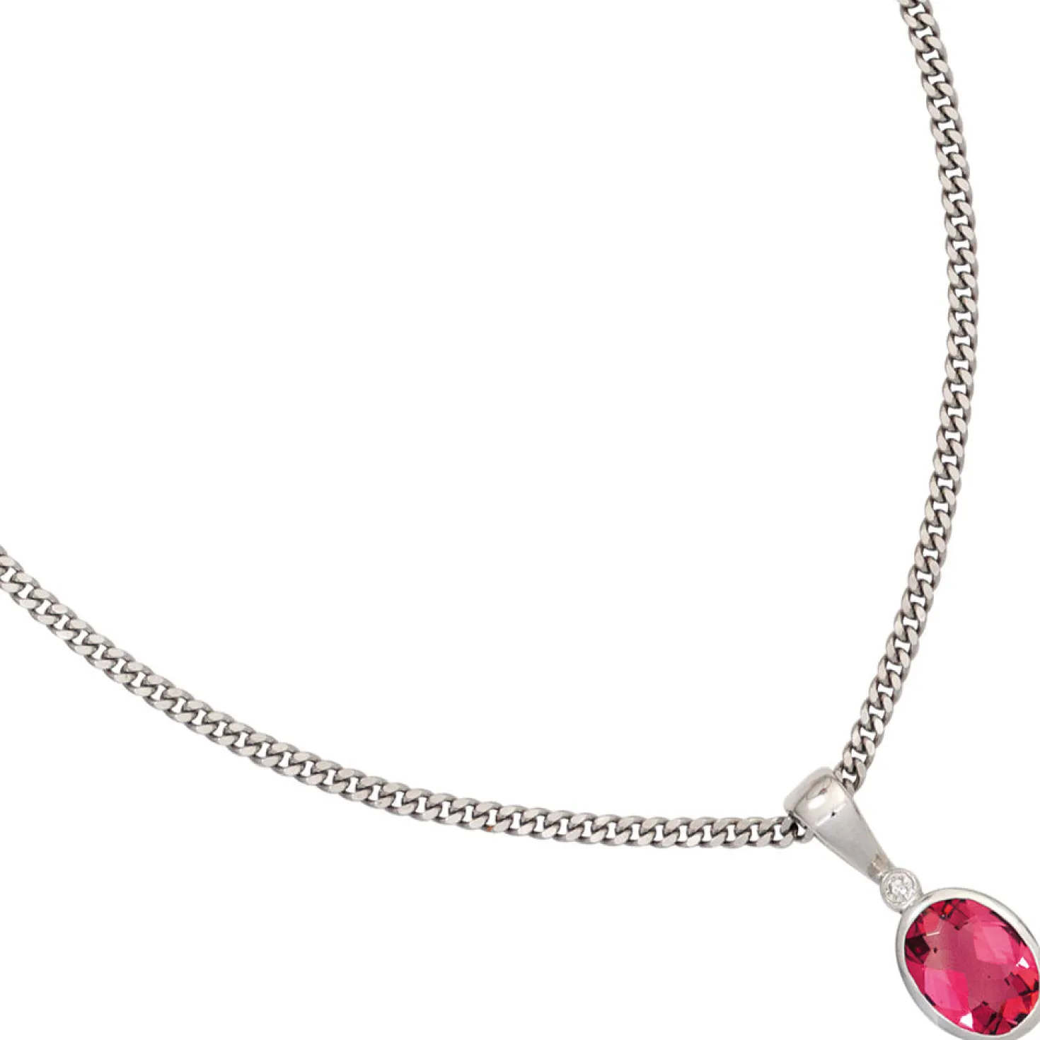 Anhänger 7,1x18mm mit Turmalin & Diamant 0.01Ct Brillant 585 Gold Weißgold