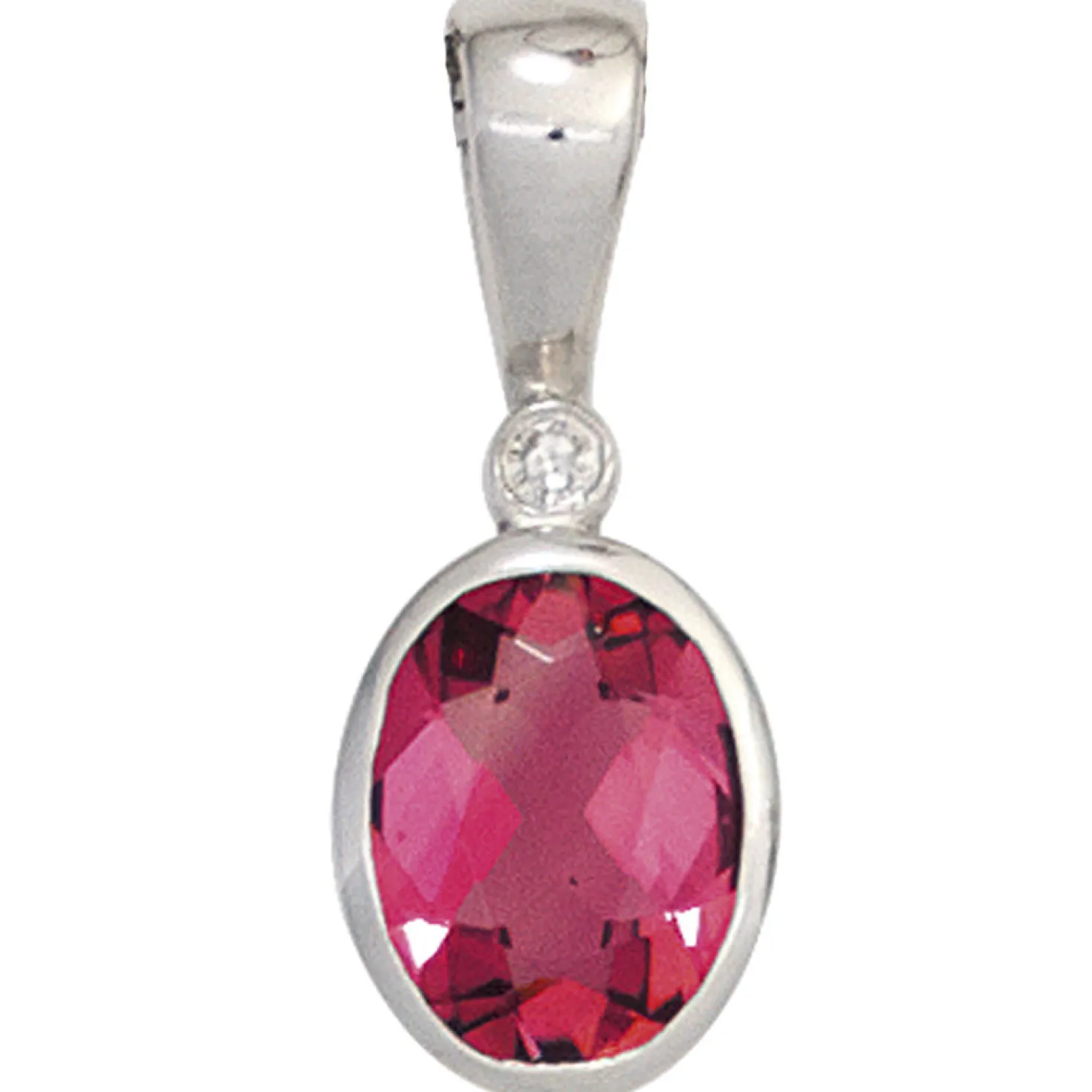 Anhänger 7,1x18mm mit Turmalin & Diamant 0.01Ct Brillant 585 Gold Weißgold
