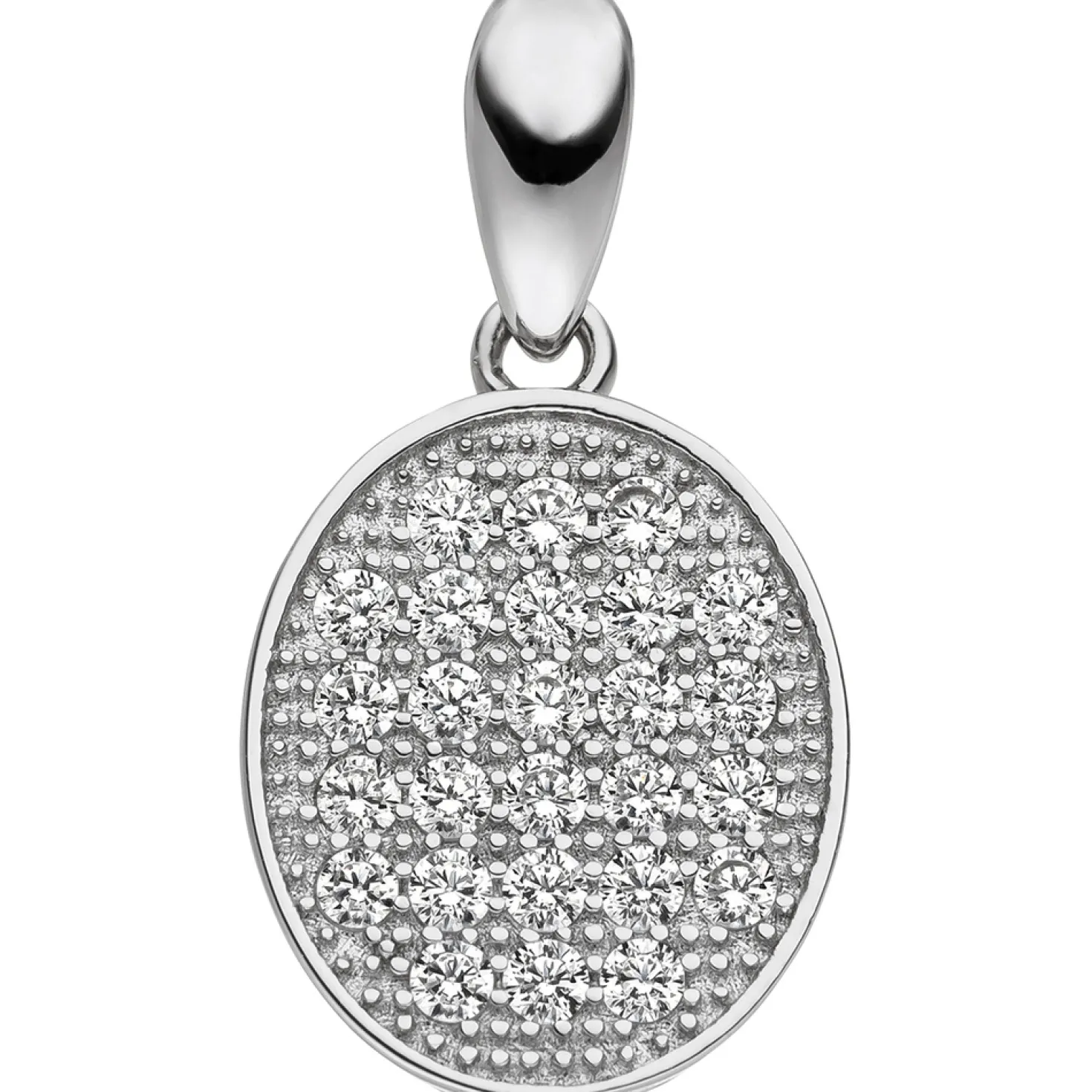 Anhänger 10,7x14,7mm mit vielen weißen Zirkonia oval 925 Silber Silberanhänger