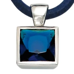 Anhänger 9,5x14,9mm mit Zirkonia blau 925 Silber Halsschmuck Damen