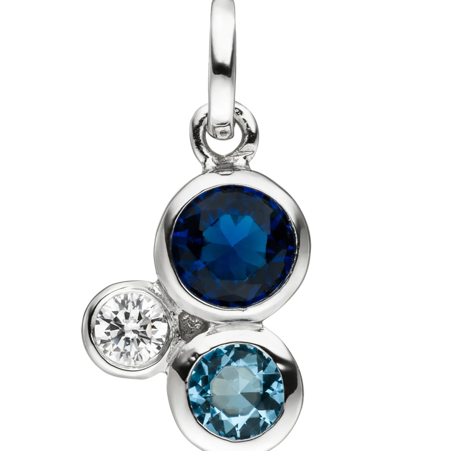 Anhänger 9,3x14,7mm mit 3 Zirkonia blau weiß hellblau in Dreieckform 925 Silber