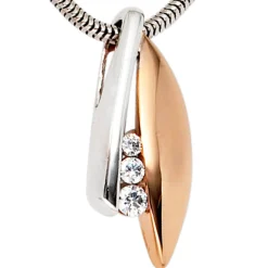Anhänger 7,9x20mm mit 3 Zirkonia 375 Gold Rotgold Weißgold Halsschmuck Damen