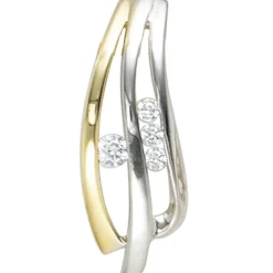 Anhänger 7,6x19,9mm mit 4 Zirkonia 925 Silber teilvergoldet rhodiniert Damen