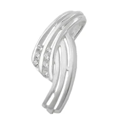 Anhänger 19x8mm mit Zirkonia streifig 925 Echt Silber Silberanhänger