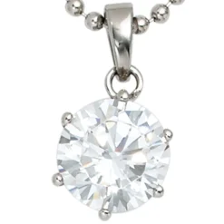 Anhänger 8,6x11,5mm mit Zirkonia weiß aus 925 Silber rhodiniert Damen