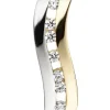 Anhänger 4,1x13,7mm mit 7 Zirkonia weiß 333 Gold Gelbgold gewellt
