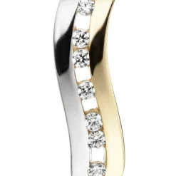 Anhänger 4,1x13,7mm mit 7 Zirkonia weiß 333 Gold Gelbgold gewellt