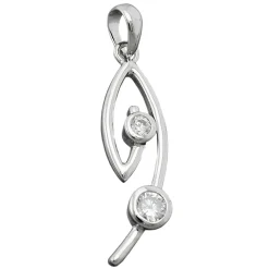 Anhänger 28x9mm mit zwei Zirkonia weiß 925 Silber rhodiniert Damen