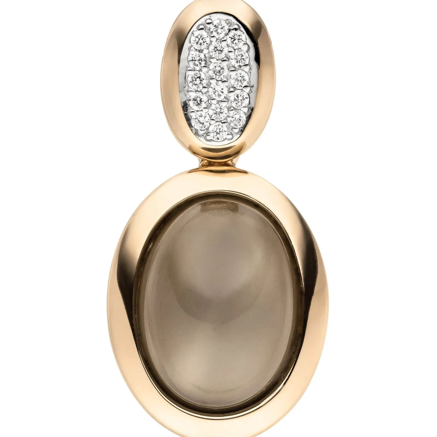 Anhänger 12,4x25,7mm Mondstein-Cabochon 16 Diamanten 0.08Ct 585 Rotgold