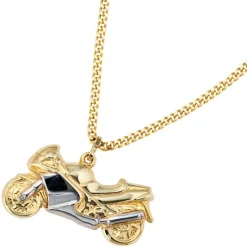 Anhänger 26,9x14,4mm Motorrad Bike 333 Gold Gelbgold rhodiniert bicolor Unisex