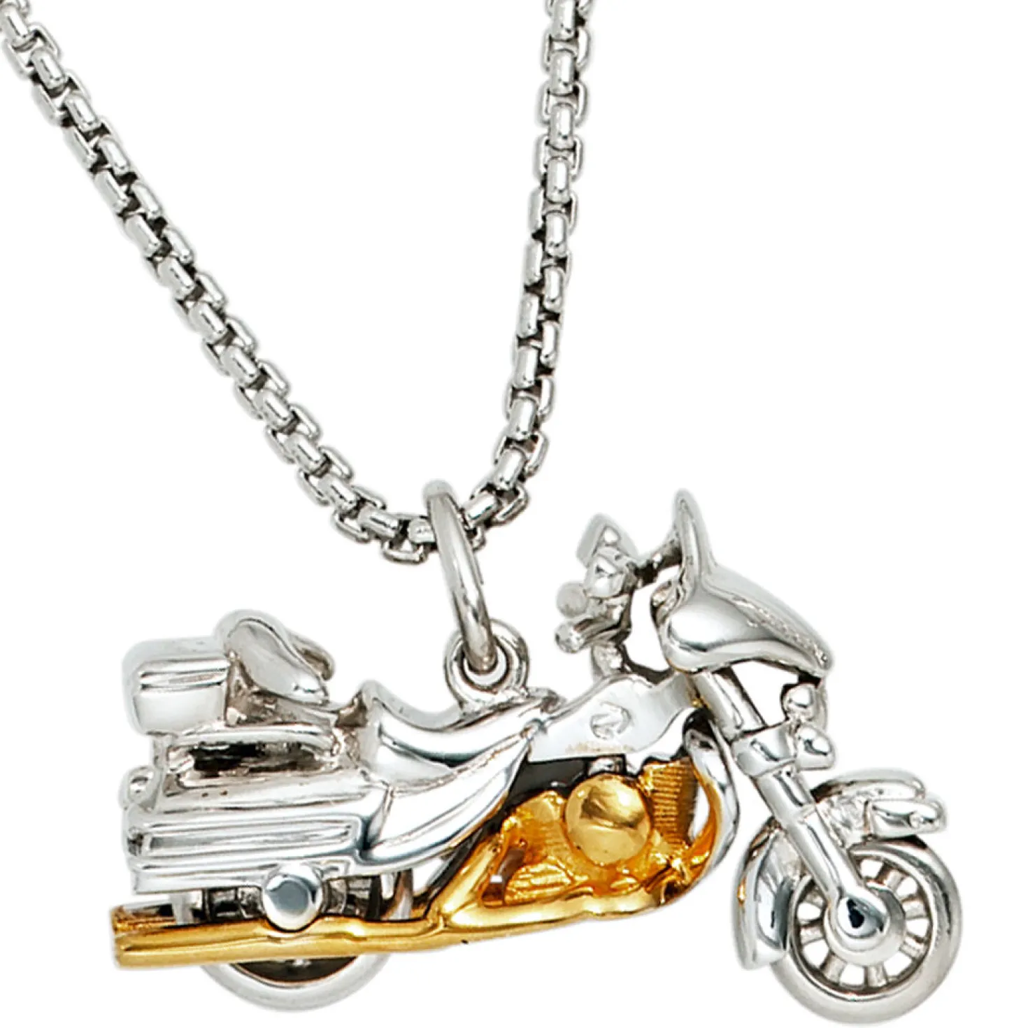 Anhänger 27,3x16,7mm Motorrad 925 Silber rhodiniert teilvergoldet Herren