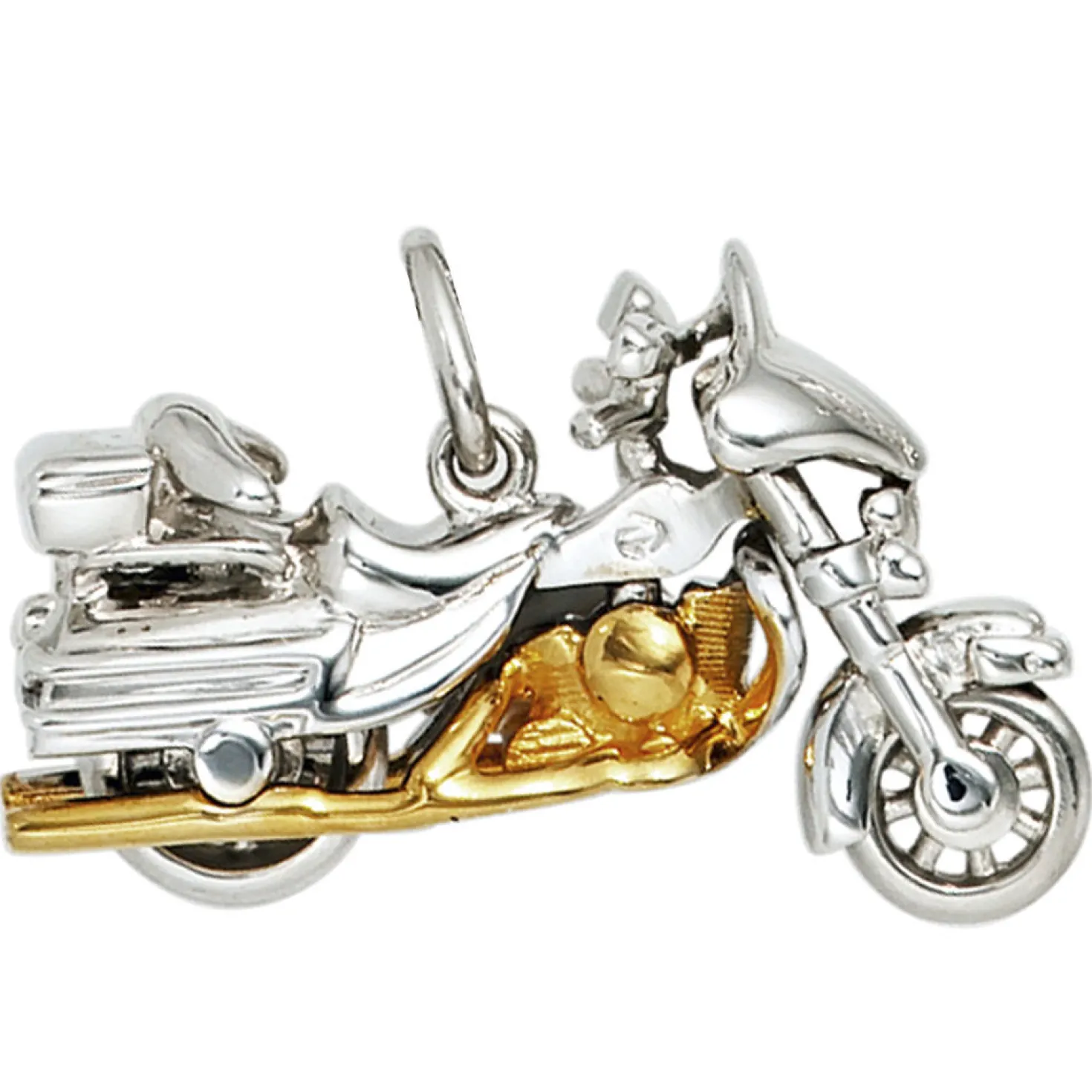 Anhänger 27,3x16,7mm Motorrad 925 Silber rhodiniert teilvergoldet Herren