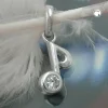 Anhänger 11,5x7mm Musiknote Achtelnote mit Zirkonia echtes 925 Silber Damen