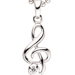 Anhänger 7,5x16,6mm Musik Notenschlüssel mit Zirkonia weiß 925 Silber Kinder