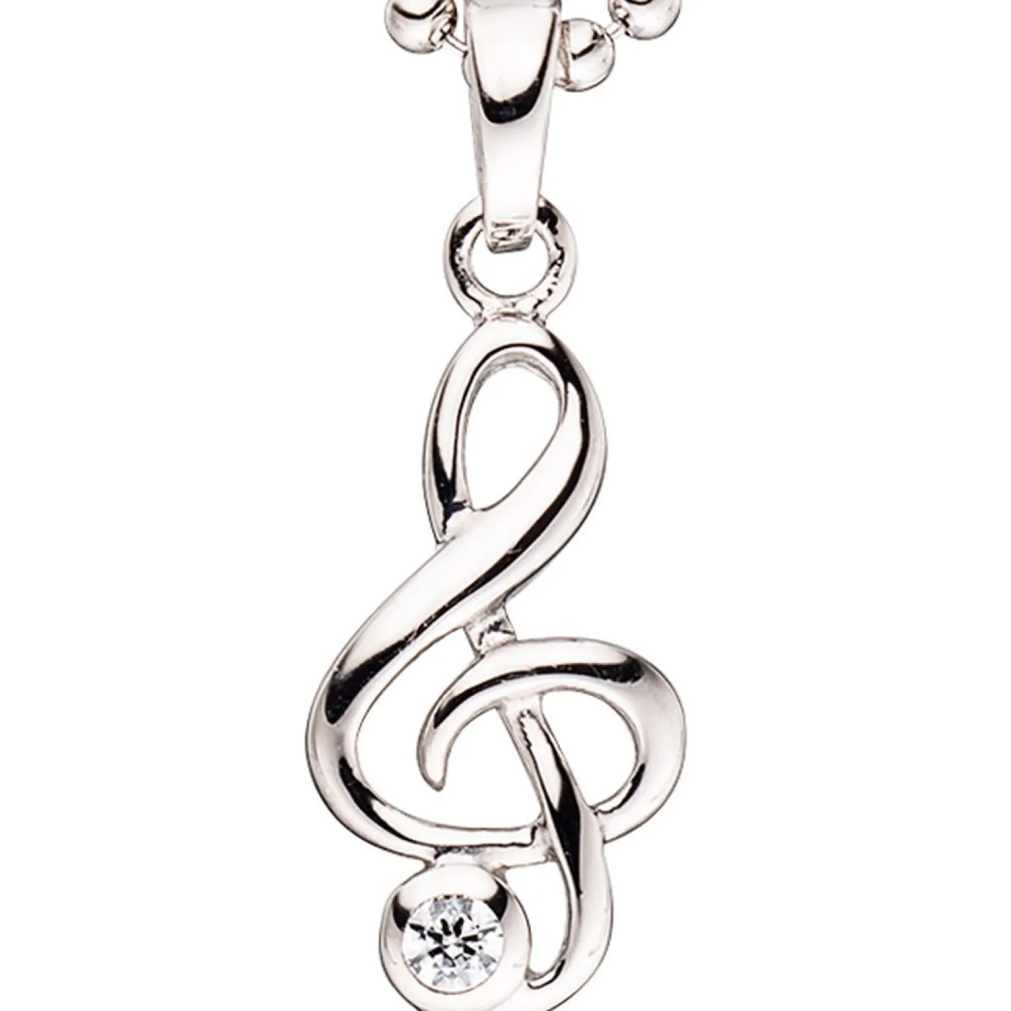 Anhänger 7,5x16,6mm Musik Notenschlüssel mit Zirkonia weiß 925 Silber Kinder