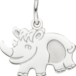 Anhänger 15,8x12,3mm Nashorn aus echtem 925 Silber rhodiniert Kinderanhänger