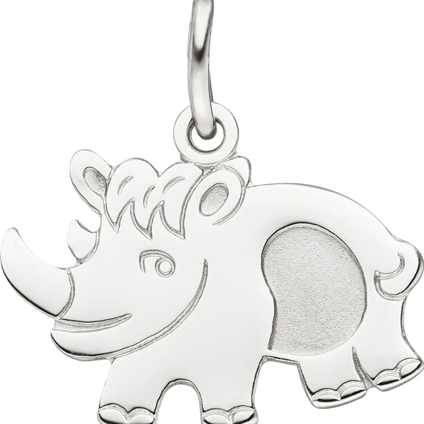 Anhänger 15,8x12,3mm Nashorn aus echtem 925 Silber rhodiniert Kinderanhänger