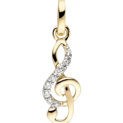 Anhänger 6,4x16,5mm Notenschlüssel aus 333 Gold Gelbgold mit 9 Zirkonia Musik