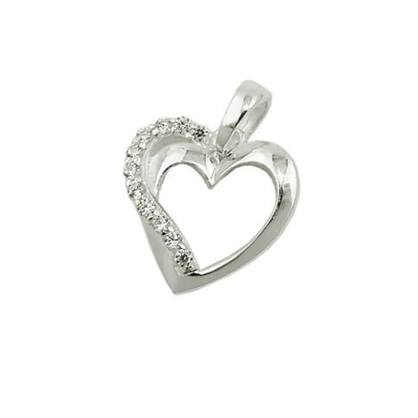 Anhänger 13x13mm offenes Herz Hezchen mit weißen Zirkonia am Rand 925 Silber