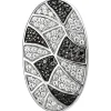 Anhänger 16x27,4mm oval aus 925 Silber mit 95 Zirkonia schwarz & weiß