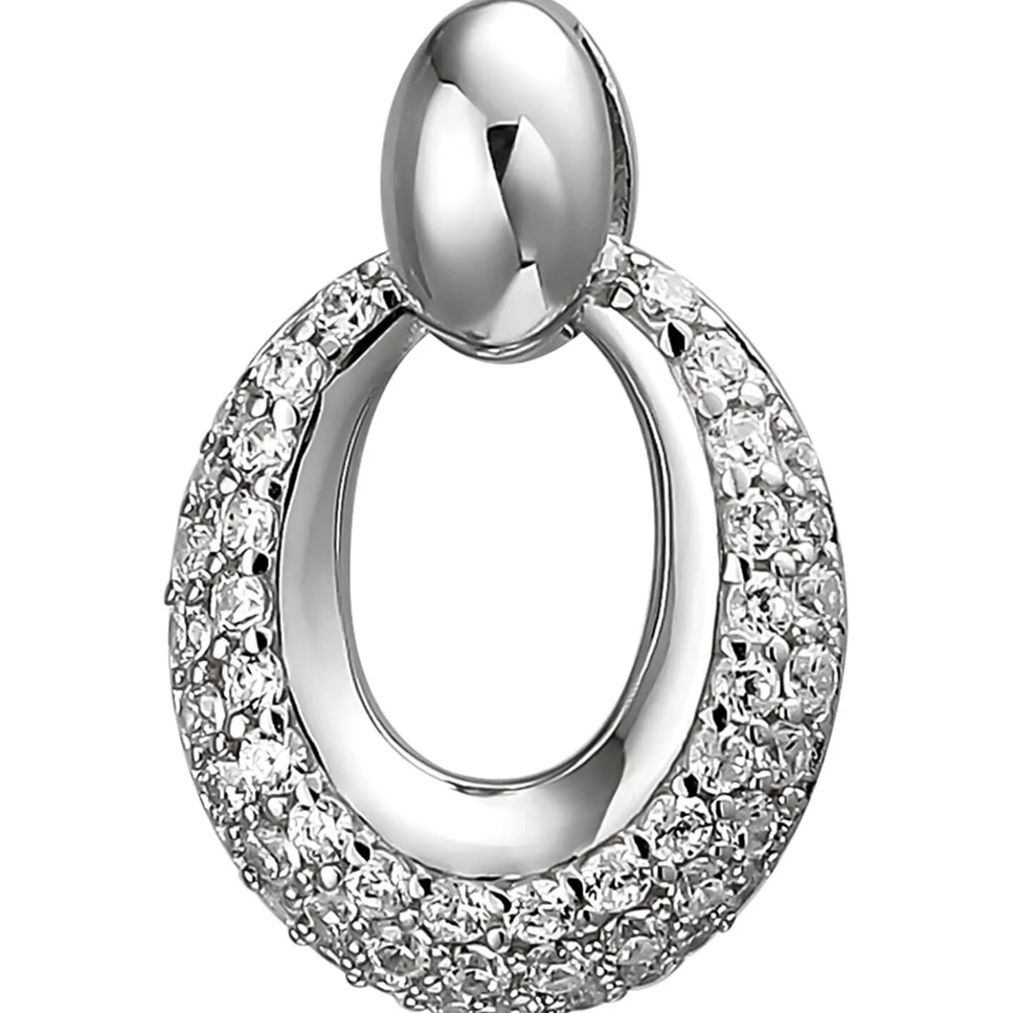 Anhänger 12,6x14,8mm oval aus 925 Silber mit 50 Zirkonia Silberanhänger