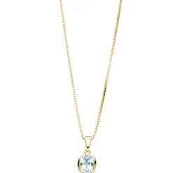 Anhänger 7,8x11,6mm ovaler Blautopas Topas facett hellblau 333 Gold Gelbgold