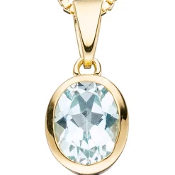 Anhänger 7,8x11,6mm ovaler Blautopas Topas facett hellblau 333 Gold Gelbgold