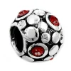 Anhänger 10x8mm Perle-bead Kugel mit Glas Kristall rot 925 Silber Damen