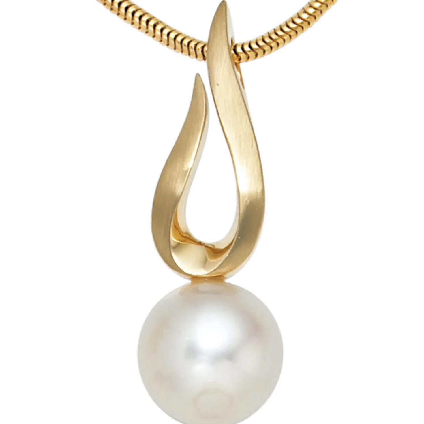 Anhänger 9,7x29,2mm Perlenanhänger mit Süßwasser Zuchtperle 585 Gold Gelbgold