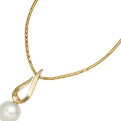Anhänger 9,7x29,2mm Perlenanhänger mit Süßwasser Zuchtperle 585 Gold Gelbgold