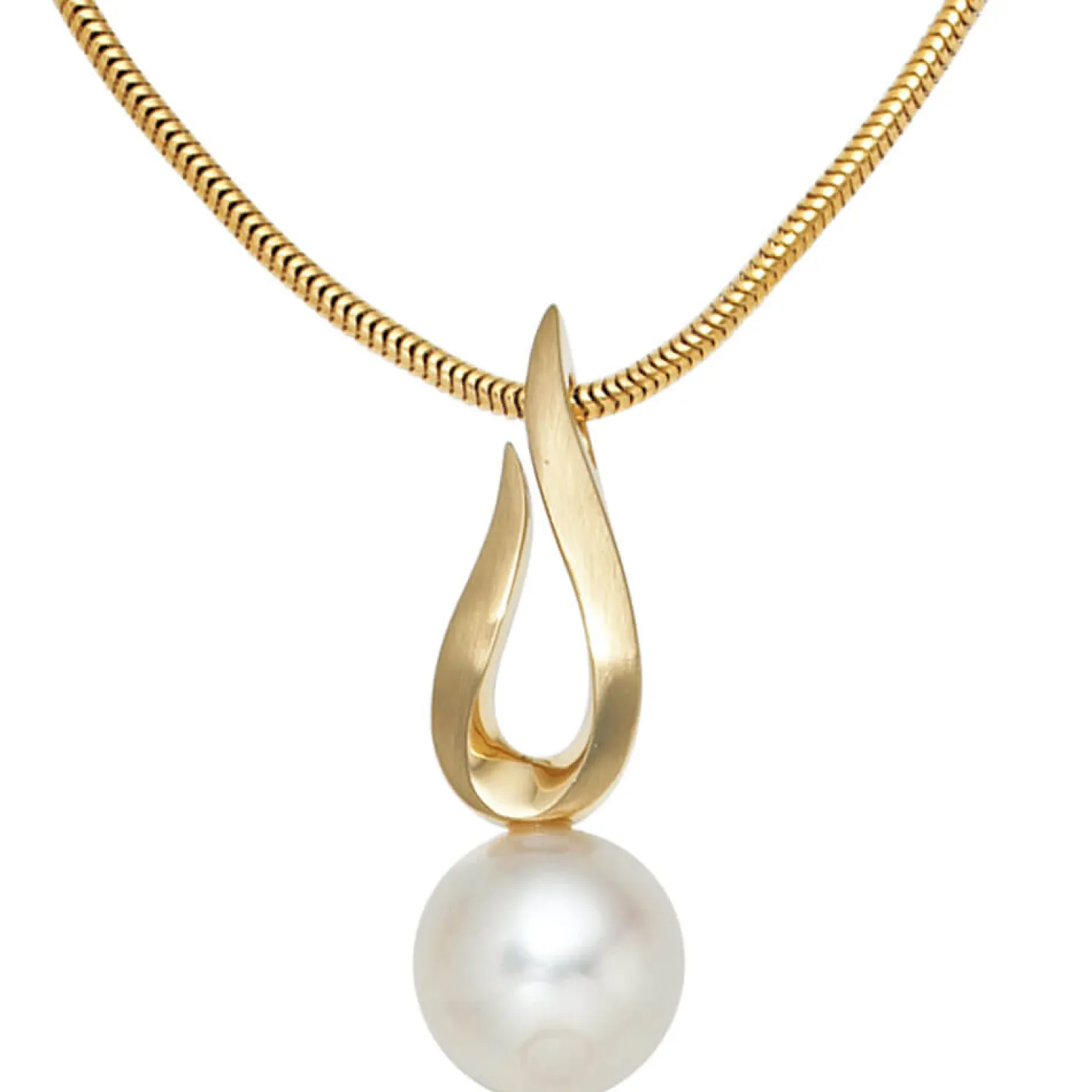 Anhänger 9,7x29,2mm Perlenanhänger mit Süßwasser Zuchtperle 585 Gold Gelbgold