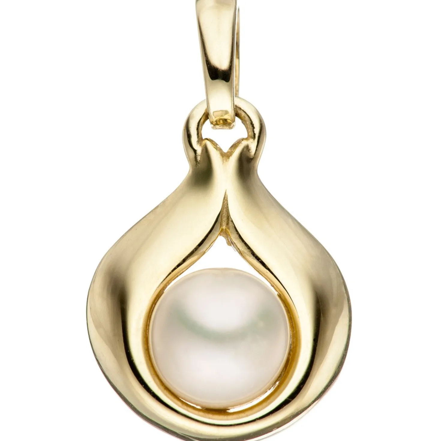 Anhänger 10,4x13,9mm Perlenanhänger Tropfen Süßwasser Zuchtperle 333 Gelbgold