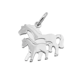 Anhänger 13x14mm Pferdepaar Pferdchen aus echtem 925 Silber Kinder
