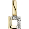 Anhänger 3,9x9mm Quadrat mit 4 Diamanten 0.02Ct 585 Gold Gelbgold