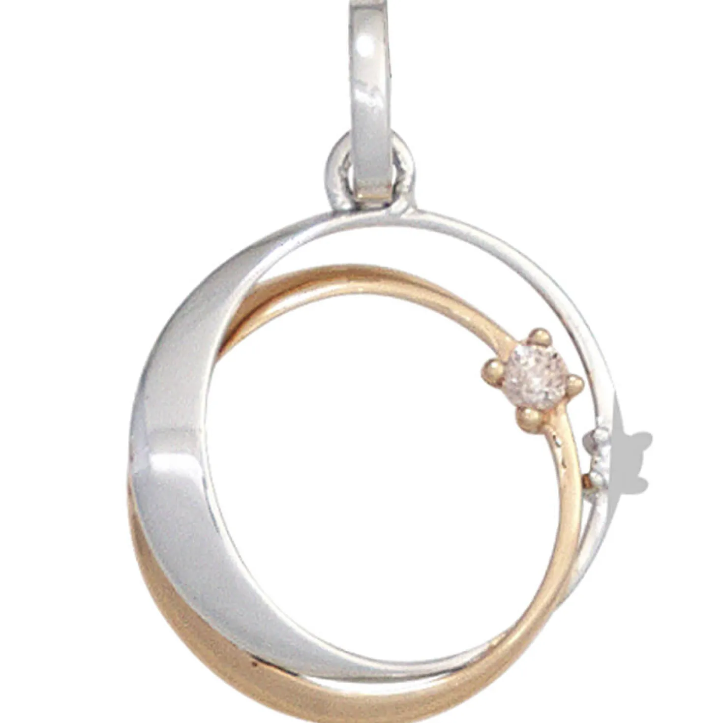Anhänger 13,9x15,9mm Ringe überkreuzt Diamanten 0.03Ct W/SI 585 Gold rot/weiß