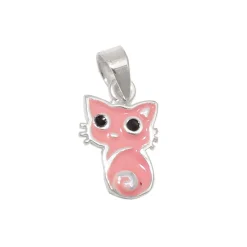 Anhänger 11x8mm rosa Katze Kätzchen 925 Silber Halsschmuck Kinderschmuck
