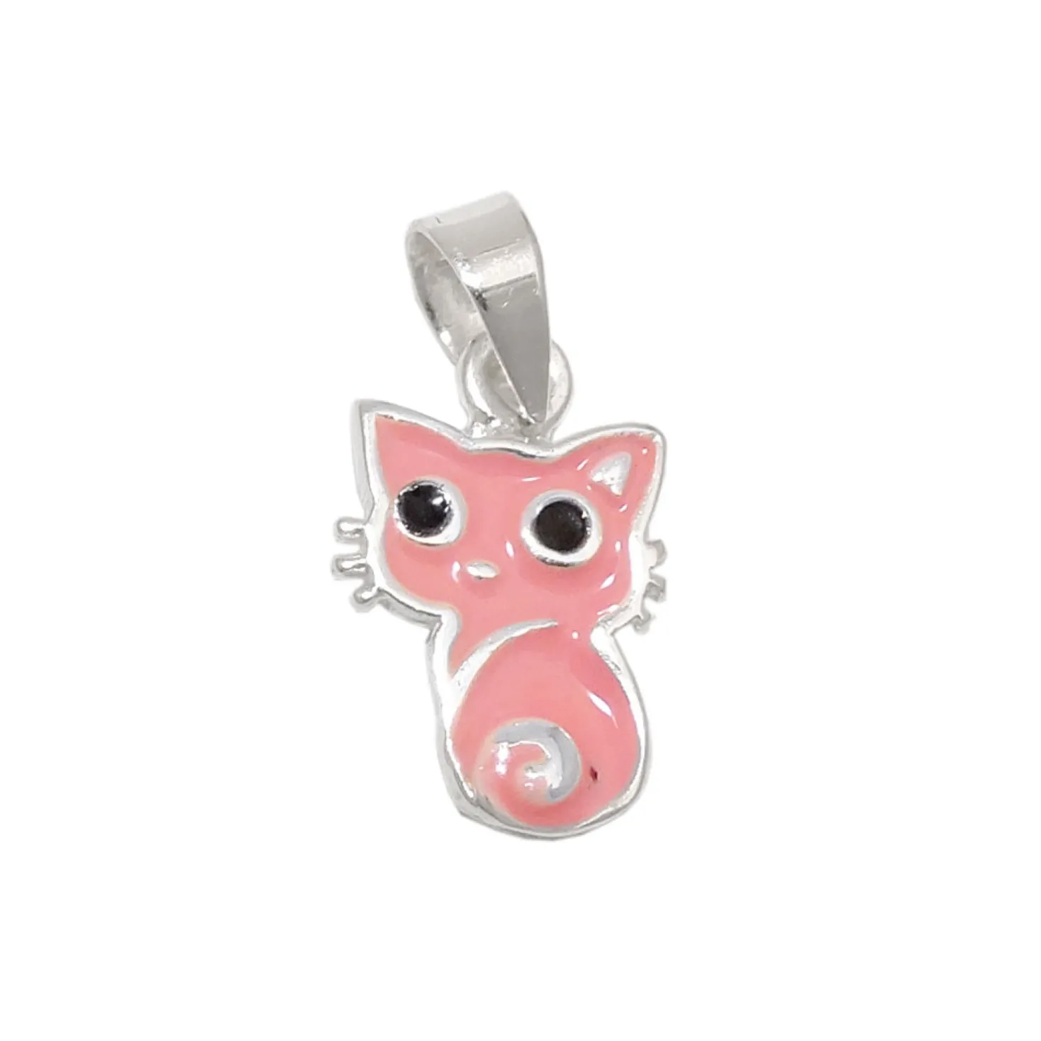 Anhänger 11x8mm rosa Katze Kätzchen 925 Silber Halsschmuck Kinderschmuck